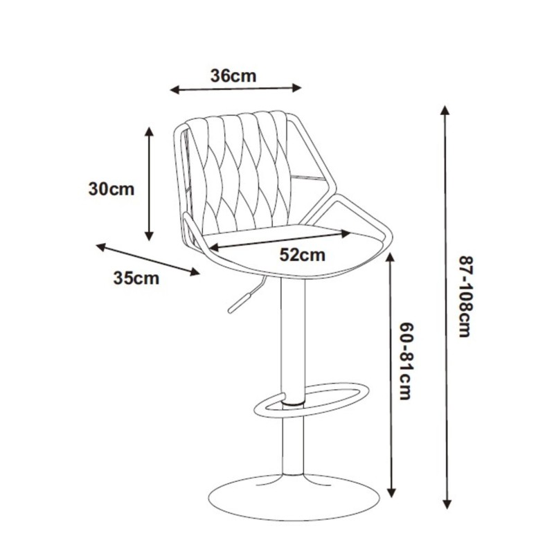 Beige velvet bar stool (gold frame)