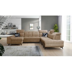Funktionales Ecksofa in U-Form Ascot X mit Samtstoff, Wave 4 | Möbelgeschäft