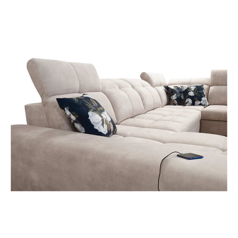 Funktionales Ecksofa in U-Form Ascot X mit Samtstoff, Wave 4 | Möbelgeschäft