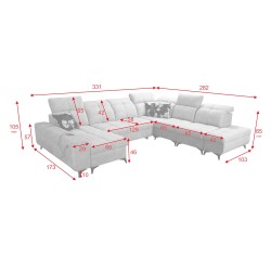 Funktionales Ecksofa in U-Form Ascot X mit Samtstoff, Wave 4 | Möbelgeschäft