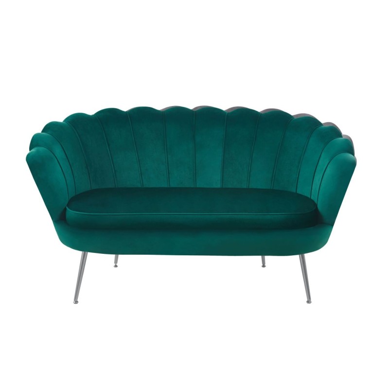 Velvet sofa (green) /silver legs/