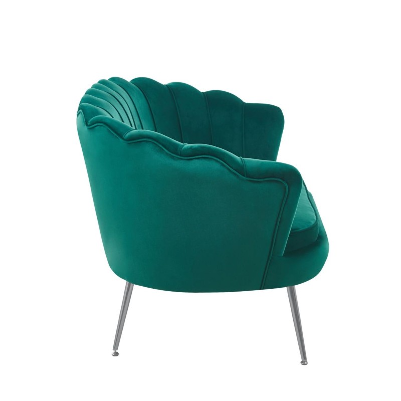 Samtsofa (grün) /silberne Beine/