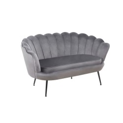 Samtsofa (grau) /schwarze Beine/