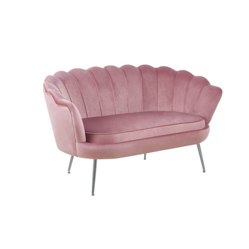Sofa Samt (rosa) / Beine silber)