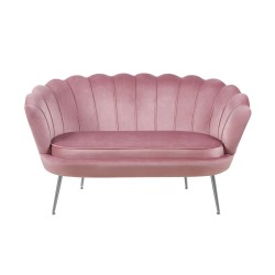 Sofa Samt (rosa) / Beine silber)
