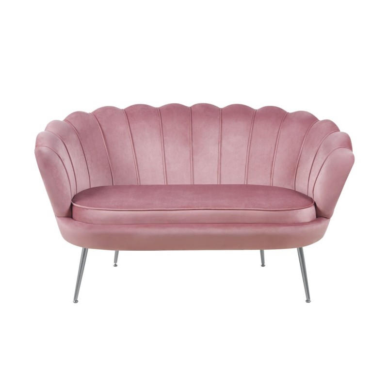Sofa Samt (rosa) / Beine silber)