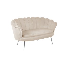 Sofa Samt (beige) /silberne Beine/