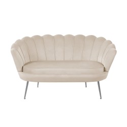 Sofa Samt (beige) /silberne Beine/