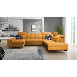 Functional U-shaped corner sofa Ascot X with Velour fabric, Wave 5 | Furniture Store