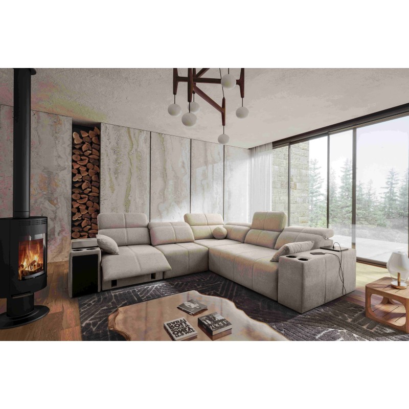 Milano III Mix Corner Sofa with Sleeping Function (Woven Fabric, Verita 09) | Your Living Room Full of Comfort