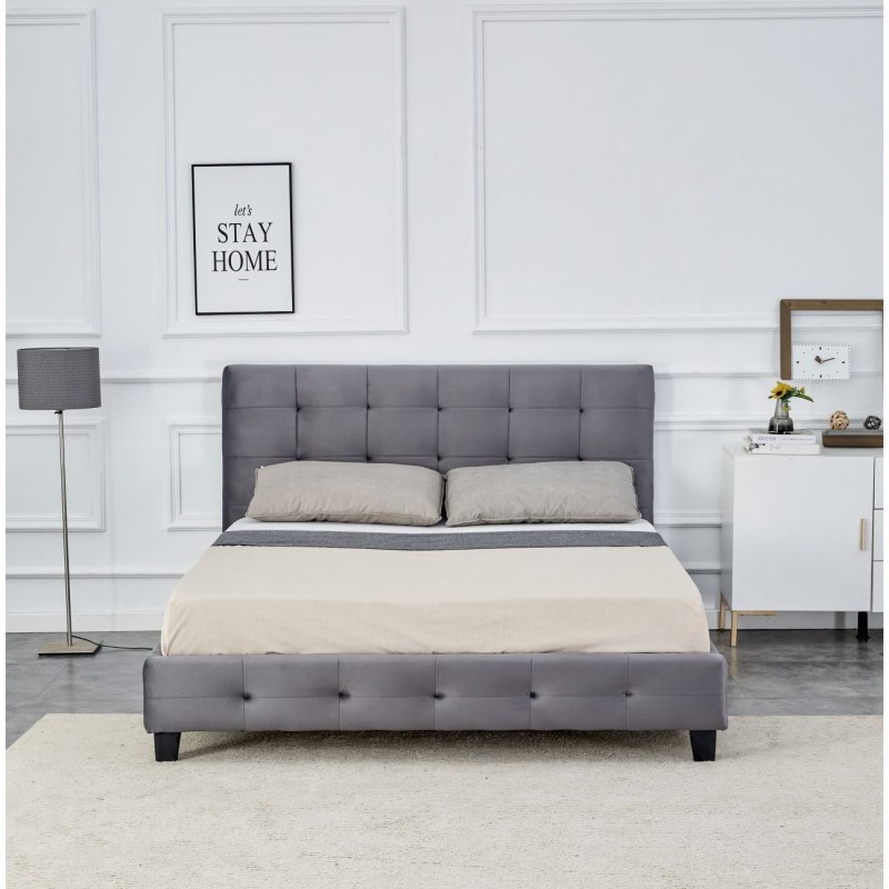 Cama tapizada 160x200 (gris)