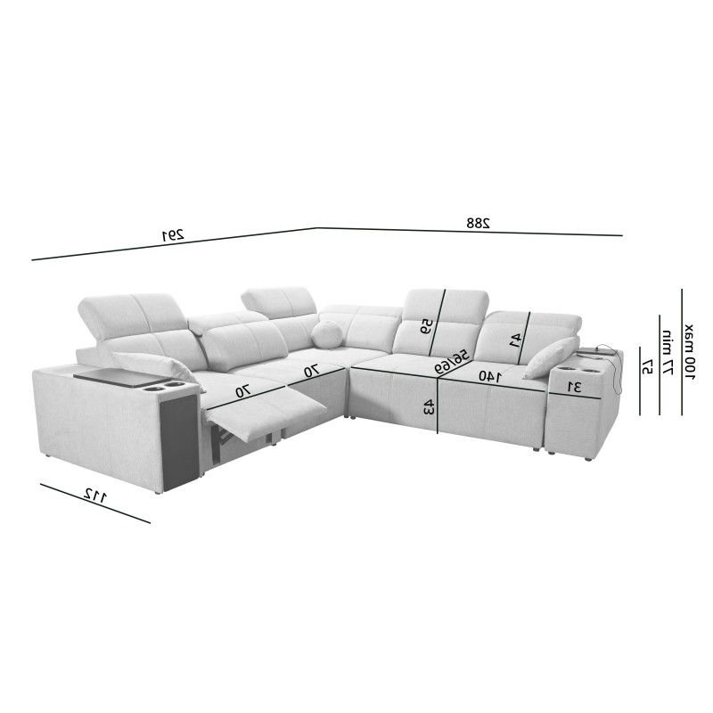 Milano III Mix Corner Sofa with Sleeping Function (Woven Fabric, Verita 09) | Your Living Room Full of Comfort