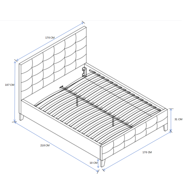 Gepolstertes Bett 160x200 (grau)