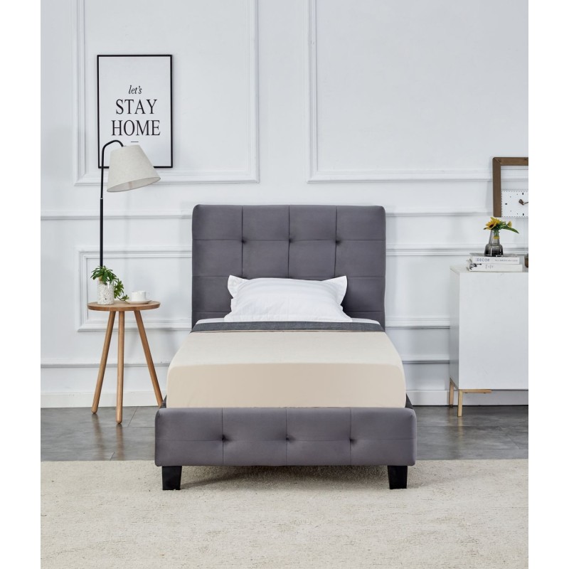 Cama tapizada 90x200 (gris)