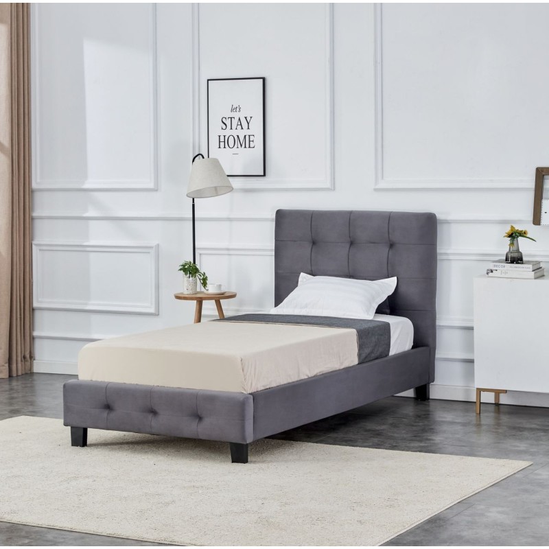 Upholstered bed 90x200 (gray)