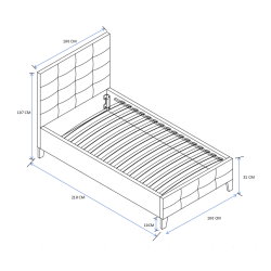 Cama tapizada 90x200 (gris)