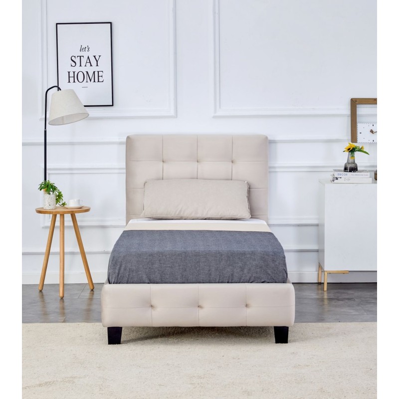 Upholstered bed 90x200 (beige)