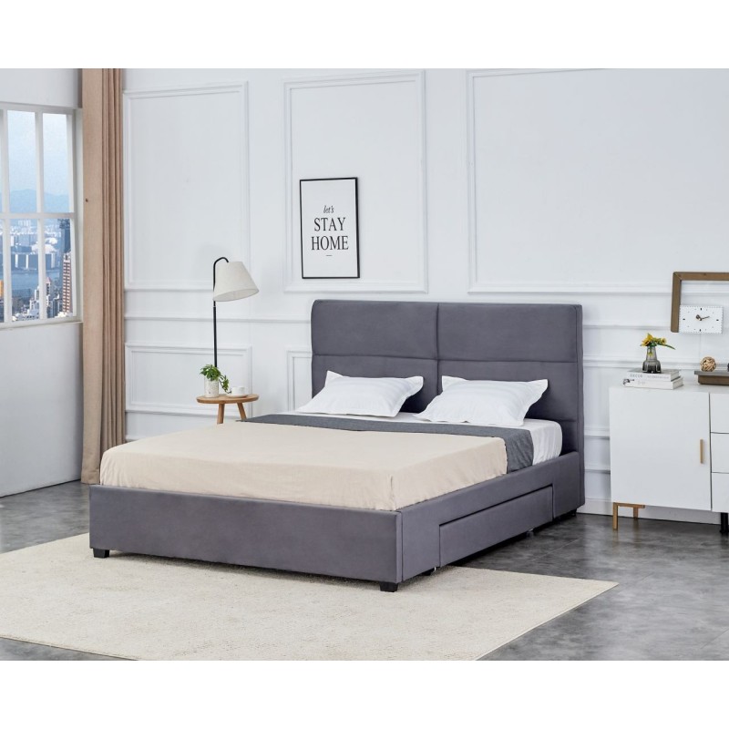 Cama tapizada 160x200 (gris)