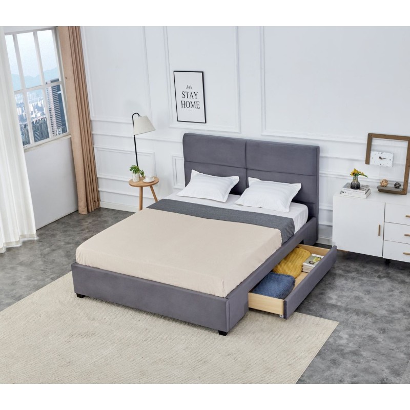 Cama tapizada 160x200 (gris)