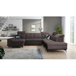 Funktionales Ecksofa in U-Form Ascot X mit Veloursstoff, Wave 10 | Möbelgeschäft