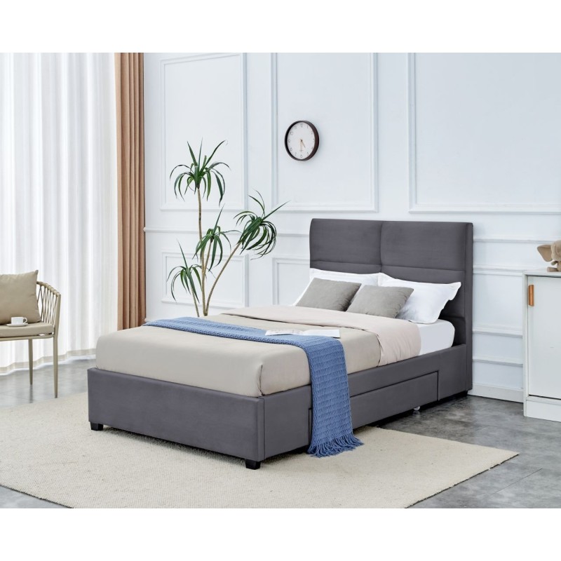Cama tapizada 120x200 (gris)