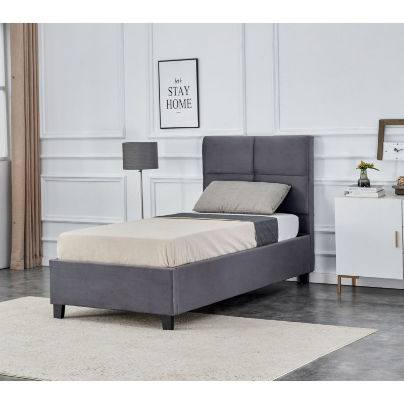 Cama tapizada 90x200 (gris)