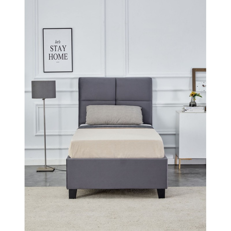 Cama tapizada 90x200 (gris)