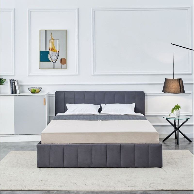 Cama tapizada 160x200 (gris)