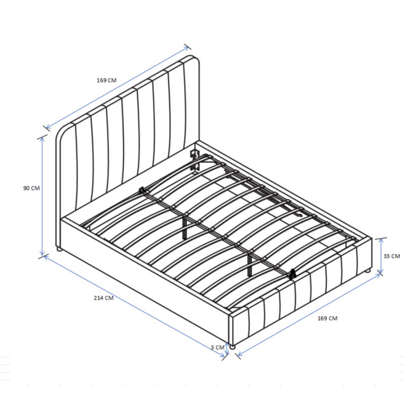 Cama tapizada 160x200 (gris)