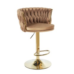 Velvet Cappuccino Bar Stool (golden frame)