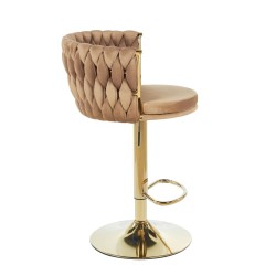 Velvet Cappuccino Bar Stool (golden frame)