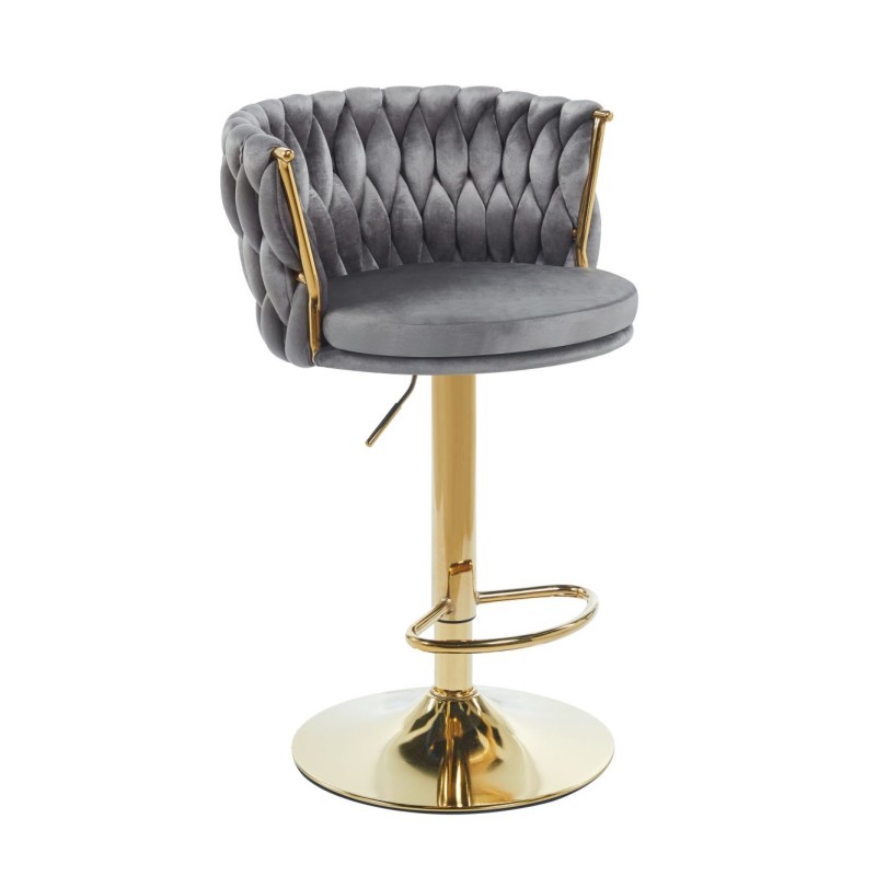 Gray velvet bar stool (gold frame)