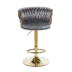 Gray velvet bar stool (gold frame)