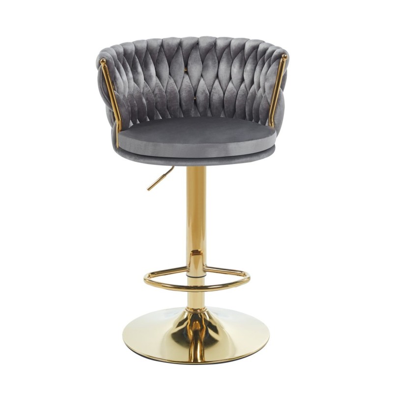 Gray velvet bar stool (gold frame)