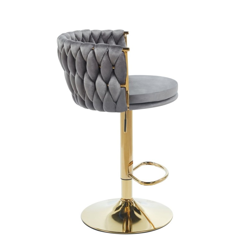 Gray velvet bar stool (gold frame)