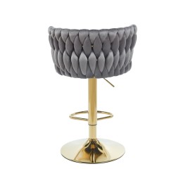 Gray velvet bar stool (gold frame)