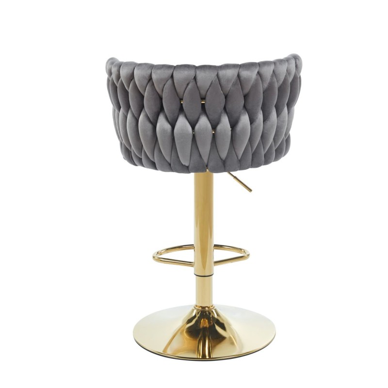 Gray velvet bar stool (gold frame)