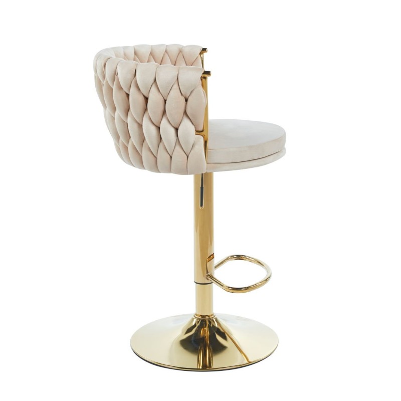 Beige velvet bar stool (gold frame)