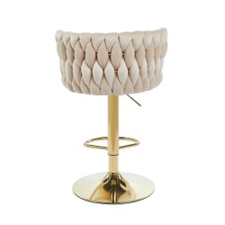 Beige velvet bar stool (gold frame)