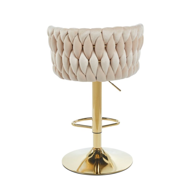 Beige velvet bar stool (gold frame)