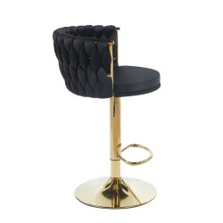 Samt-Barhocker schwarz (goldenes Gestell)