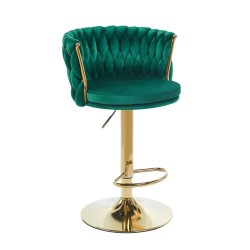 Green velvet bar stool (gold frame)
