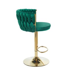 Green velvet bar stool (gold frame)
