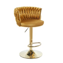 Velvet curry bar stool (gold frame)
