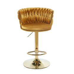 Velvet curry bar stool (gold frame)