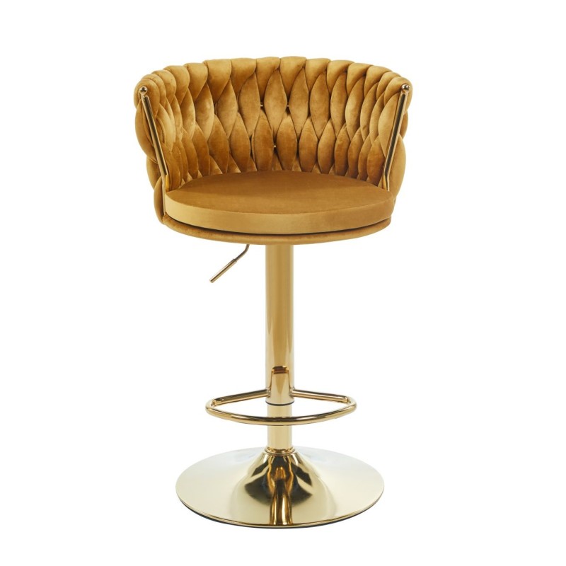 Velvet curry bar stool (gold frame)