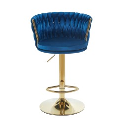 Blue velvet bar stool (gold frame)
