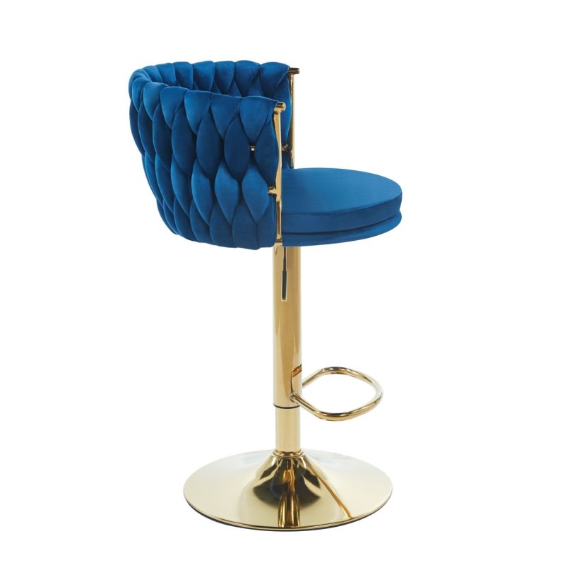 Hocker Samt blau (goldenes Gestell)