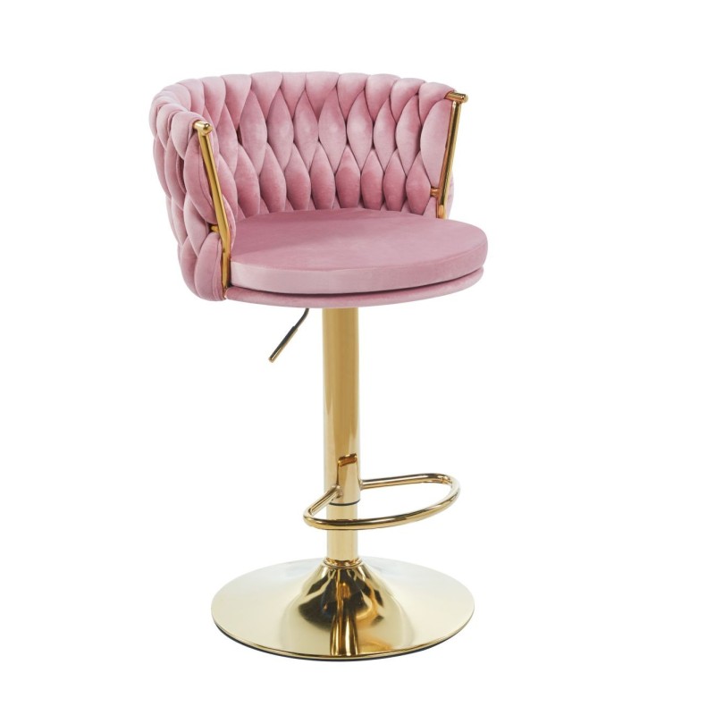 Pink velvet bar stool (golden frame)