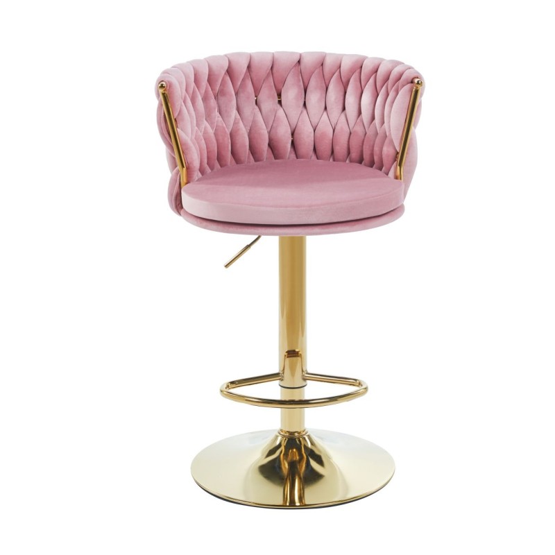 Pink velvet bar stool (golden frame)